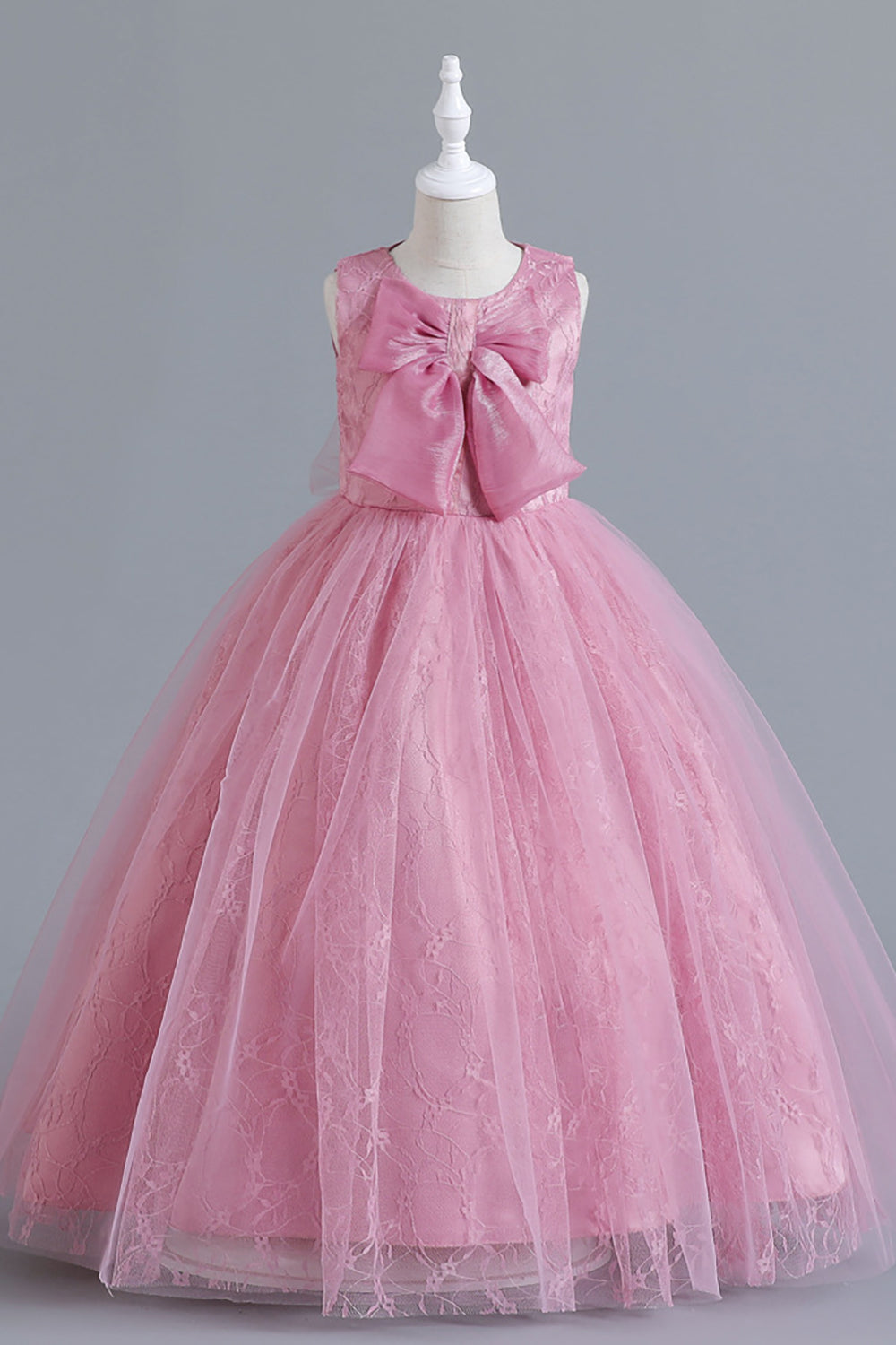 Blush A-Line Tulle Flower Girl Dress with Bowknot