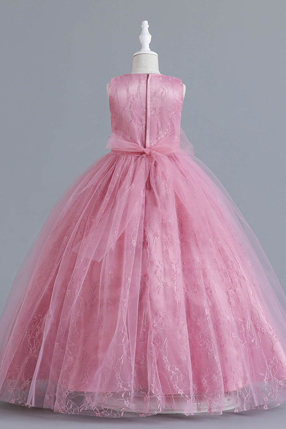 Blush A-Line Tulle Flower Girl Dress with Bowknot