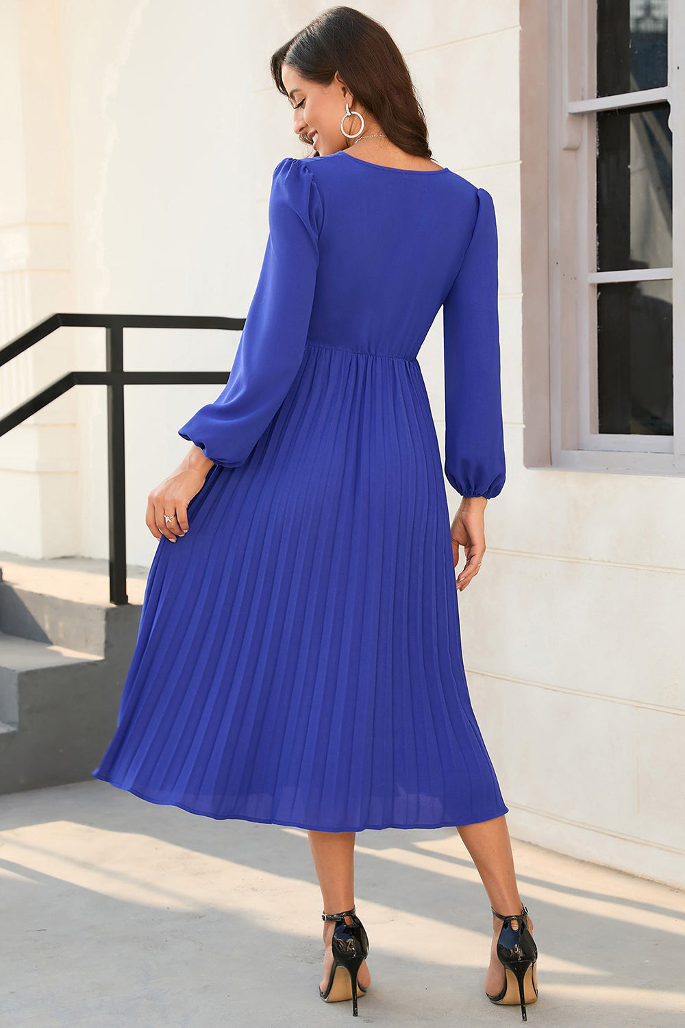 Royal Blue A Line V Neck Wedding Guest Party Dress with Belt