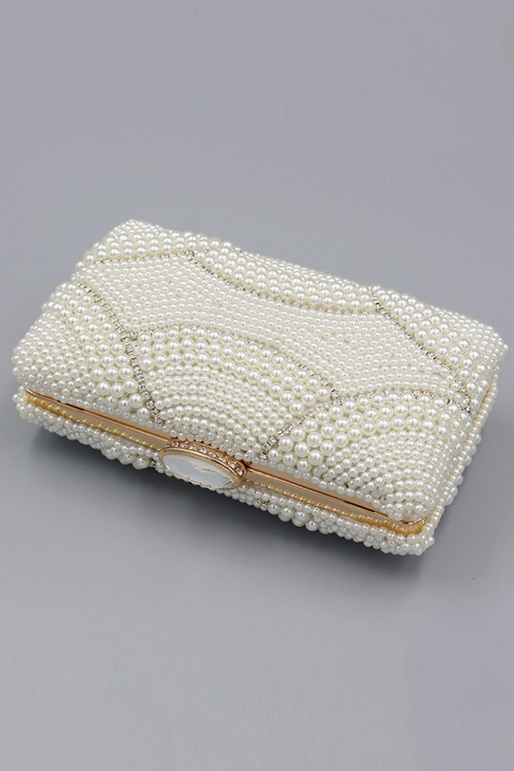 Ivory Beaded Pearls Party Clutch