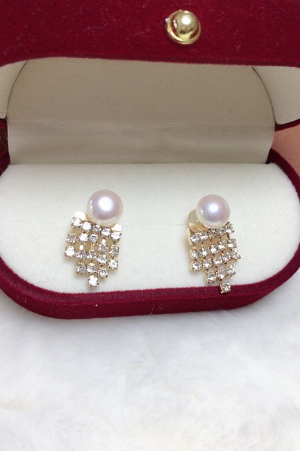 White Beaded Pearl Wedding Party Earrings