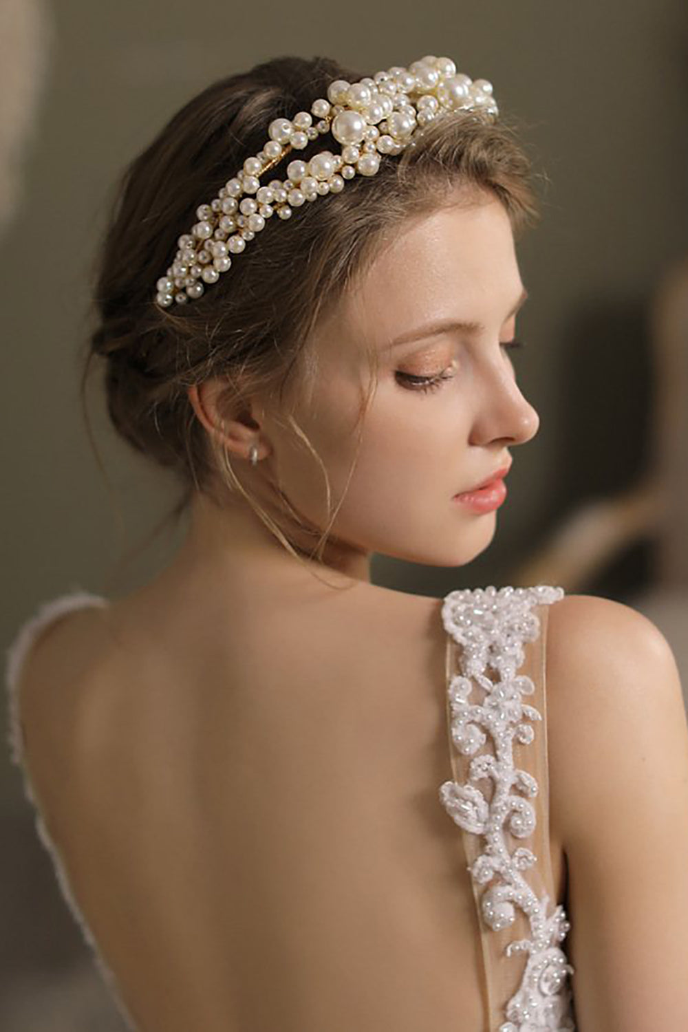 White Imitation Pearls Bridal Headband