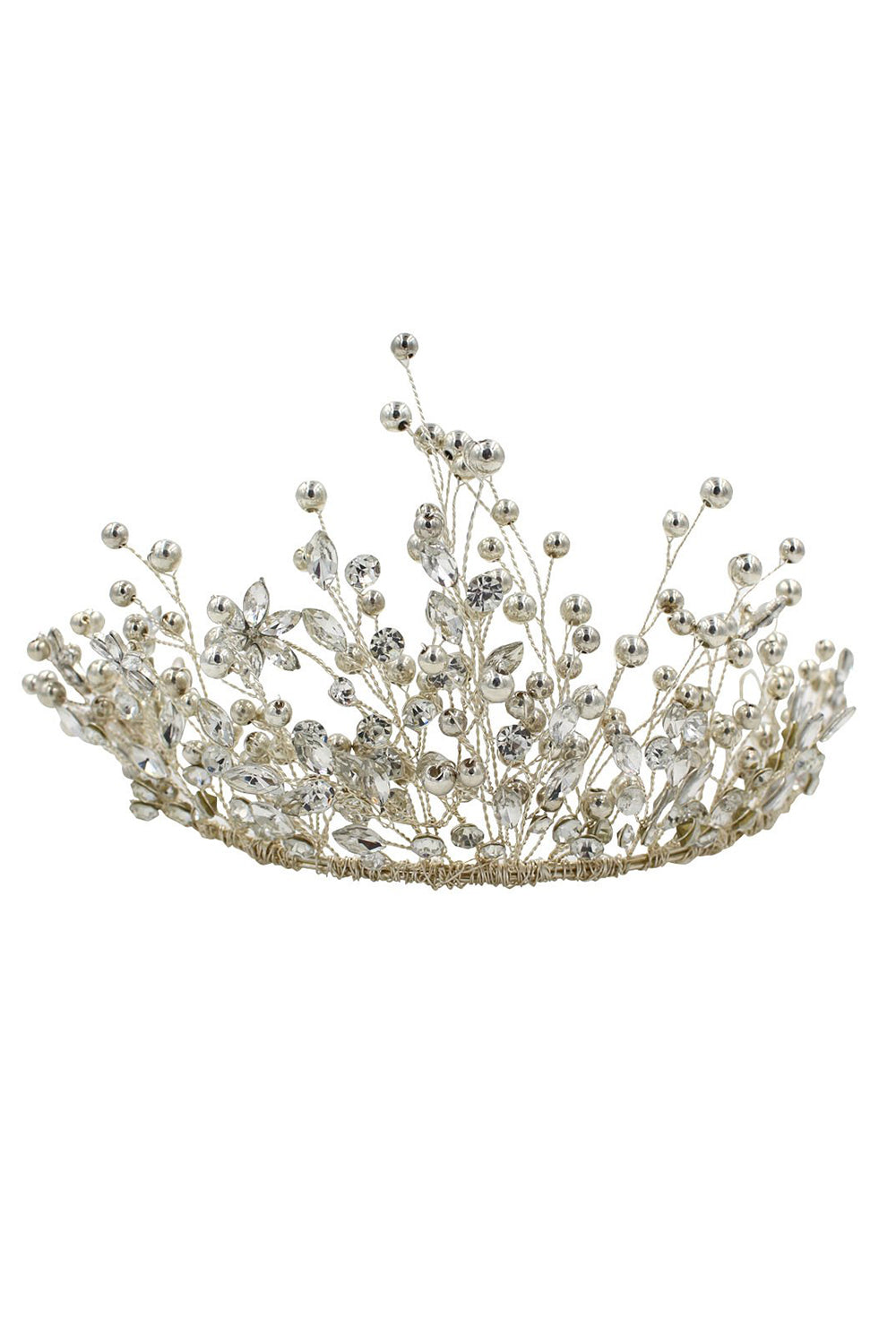 White Alloy Bridal Rhinestone Tiara