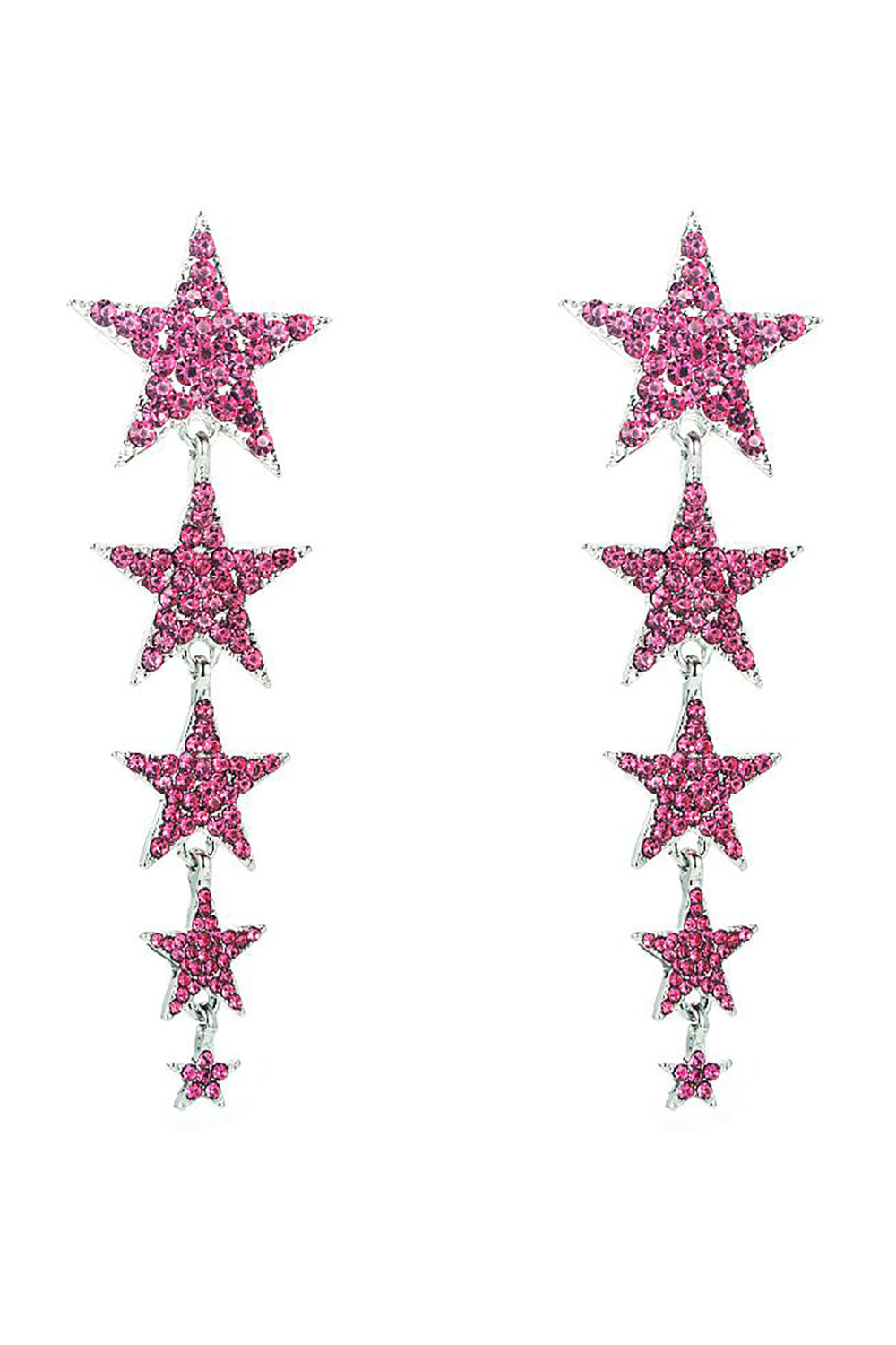 Fuchsia Five-Pointed Stars Wedding Earrings