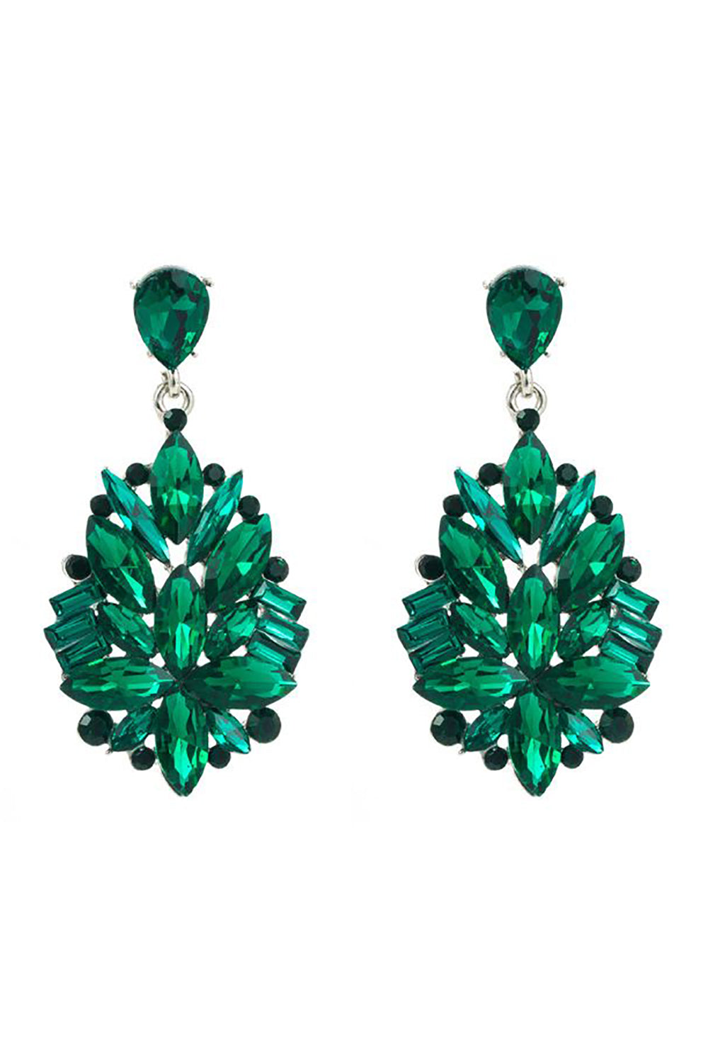 Green Rhinestone Wedding Earrings