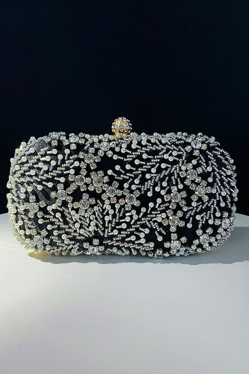 Black Beaded Evening Clutch Bag