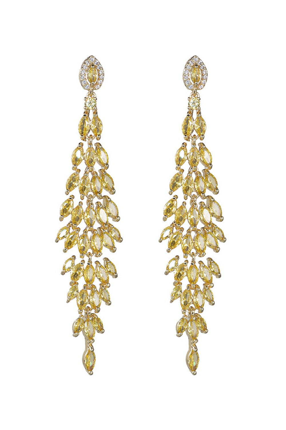 Yellow Rhinestone Dangling Earrings