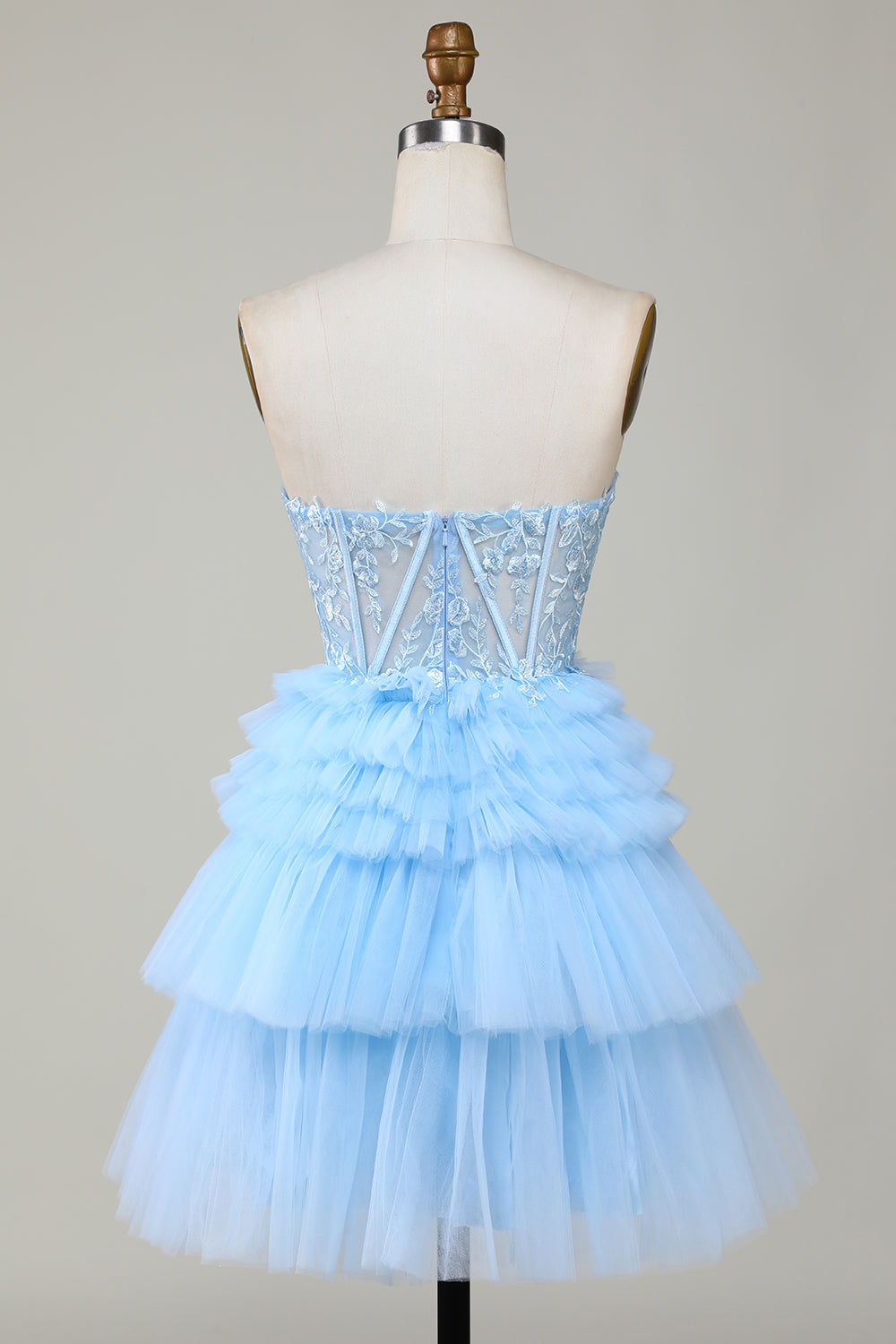 Trendy Blue A Line Sweetheart Tiered Short Homecoming Dress with Ruffles