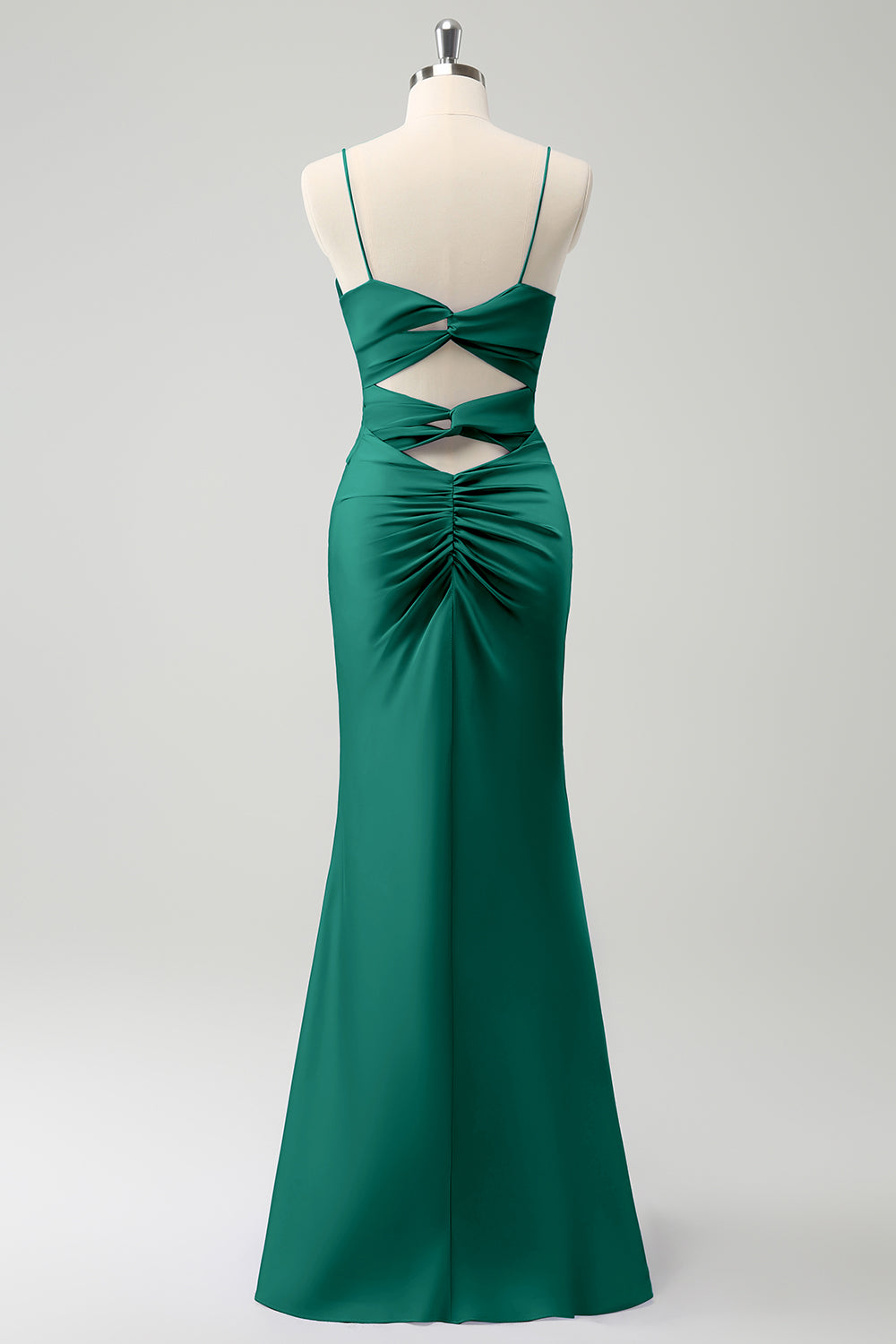 Dark Green Mermaid Front Criss Cross Ruched Long Bridesmaid Dress