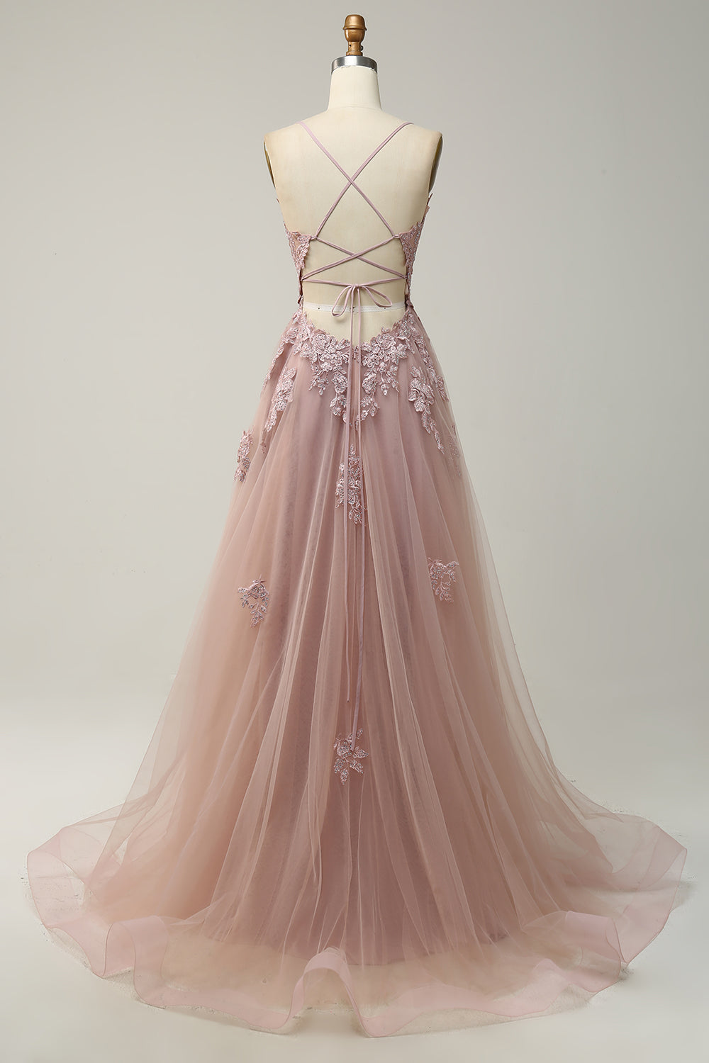 Blush A Line Spaghetti Straps Long Prom Dress with Appliques