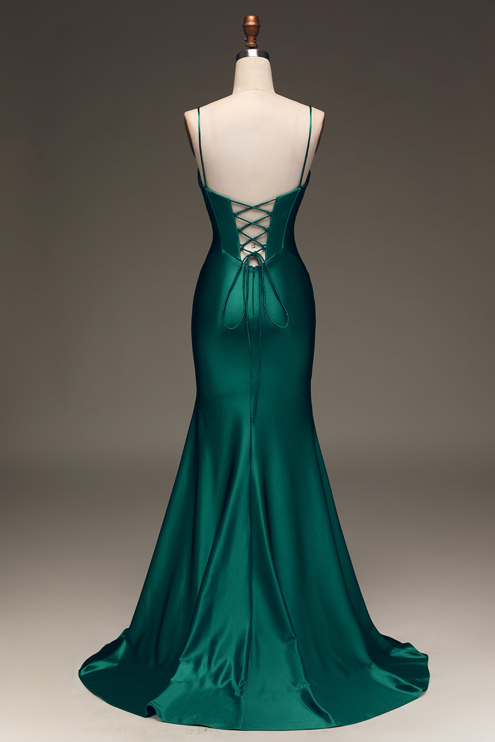 Dark Green Mermaid Spaghetti Straps Long Prom Dress With Sleeveless