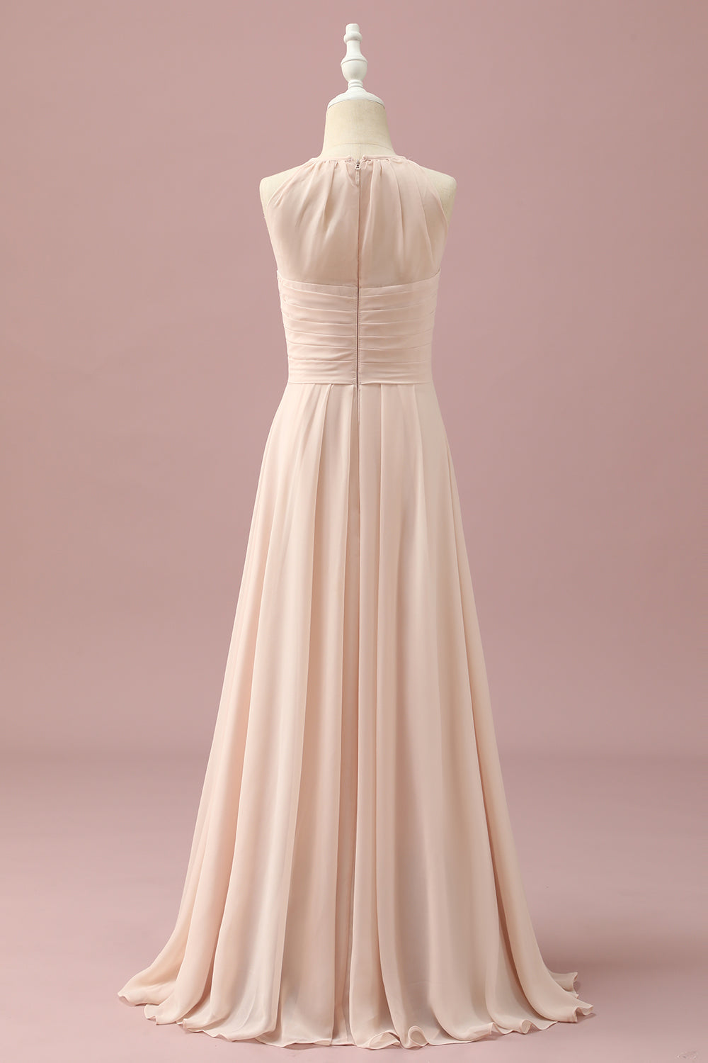 Ivory A-Line Halter Floor Length Chiffon Junior Bridesmaid Dress