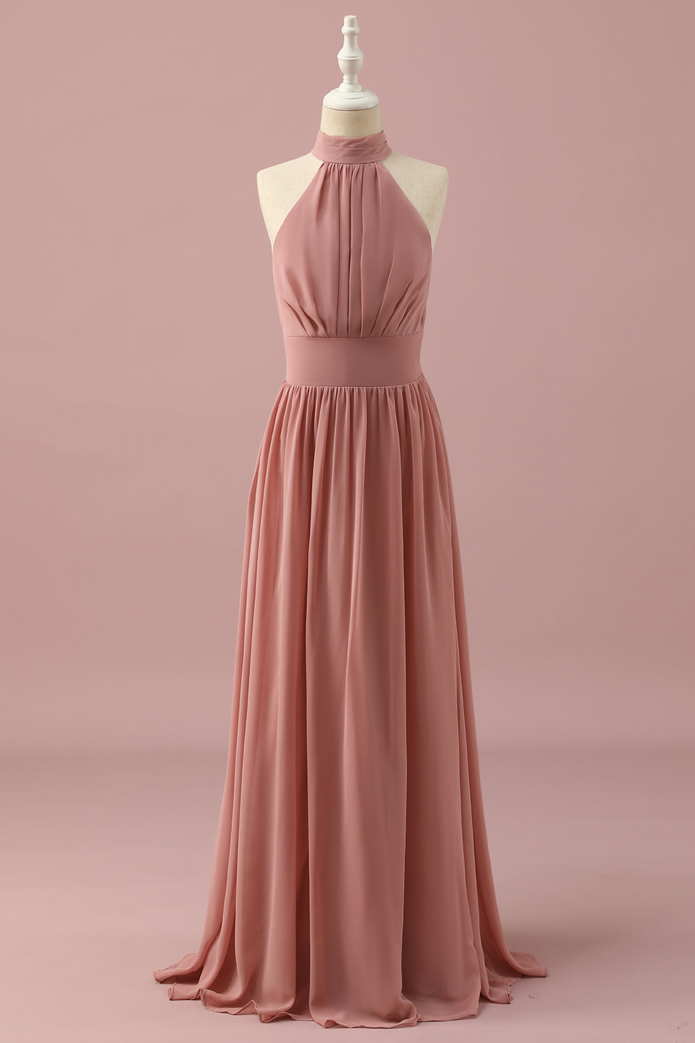 Sunset A Line Halter Floor Length Chiffon Junior Bridesmaid Dress