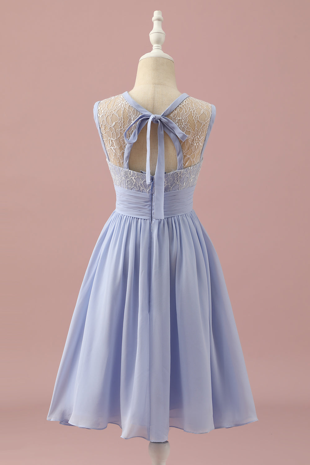 Lavender A Line Lace and Chiffon Short Junior Bridesmaid Dress