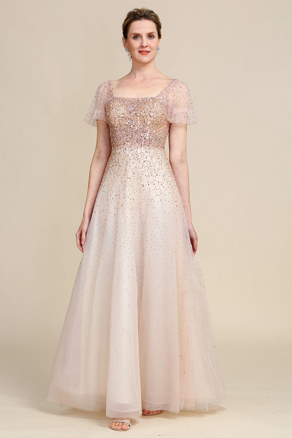 Blush A Line Beading Sparkly Mother Of Bride Dress