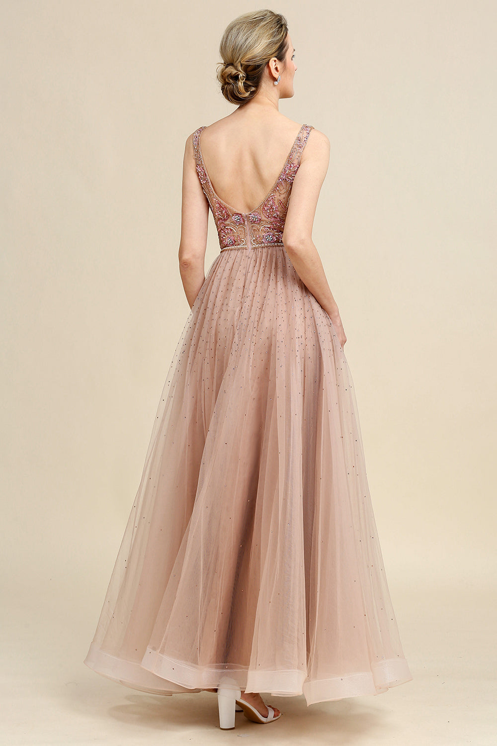 Blush A Line Beaded Sparkly Mother of Bride Dress