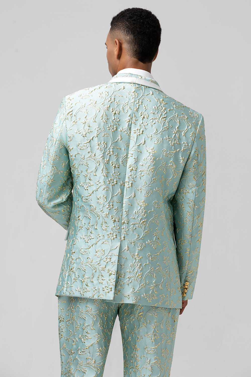 Men’s Mint Shawl Lapel Jacquard One Button 2 Piece Prom Suits