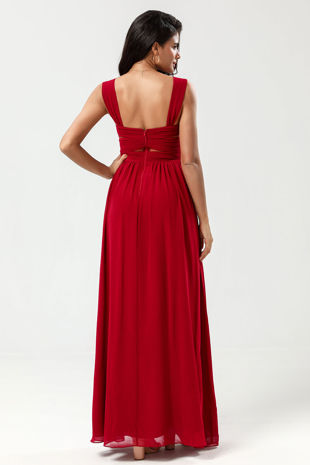 A Line Sweetheart Ruched Floor-Length Chiffon Bridesmaid Dress