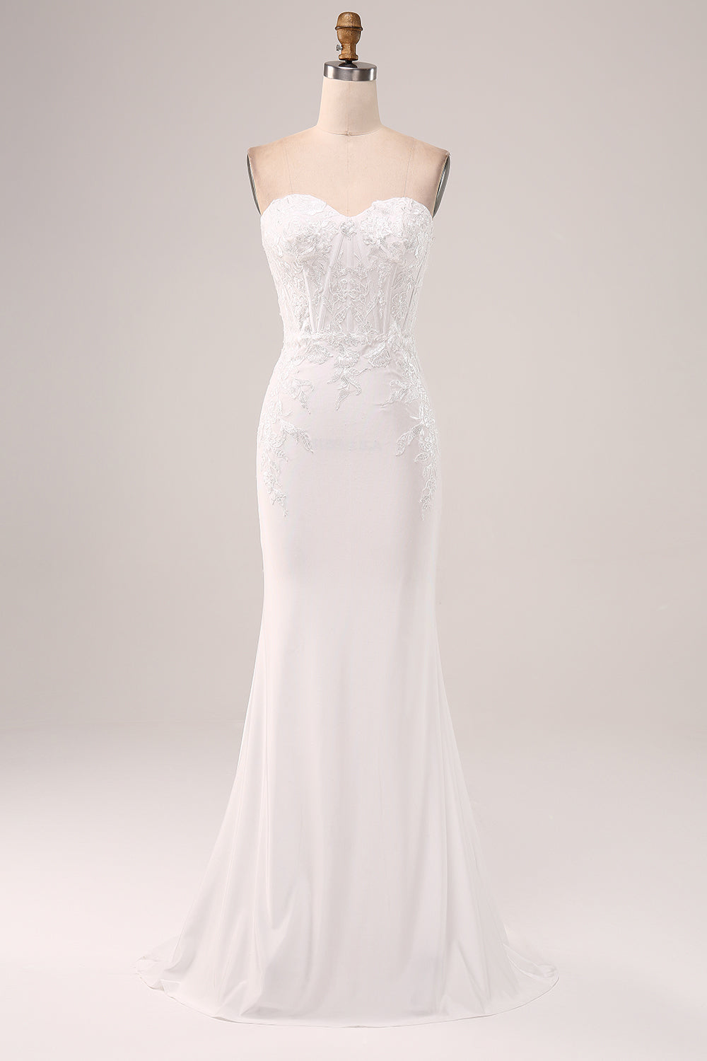 Stylish Ivory Mermaid Sweetheart Corset Wedding Dress with Lace Appliques