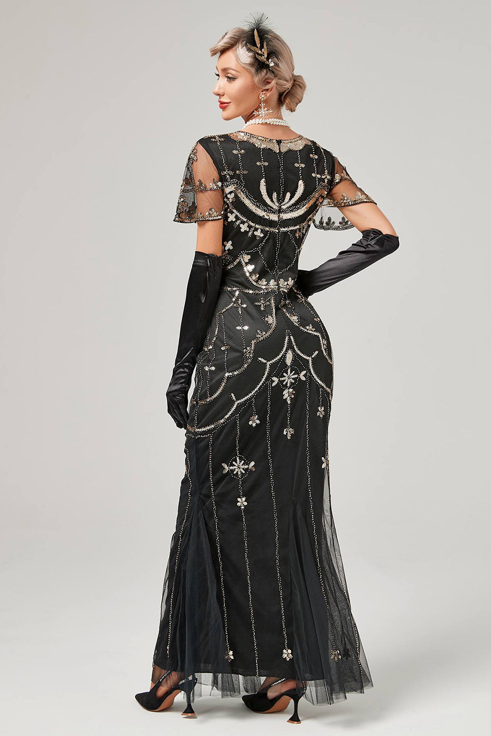 Black Mermaid Sequins Long Holiday Party Dress