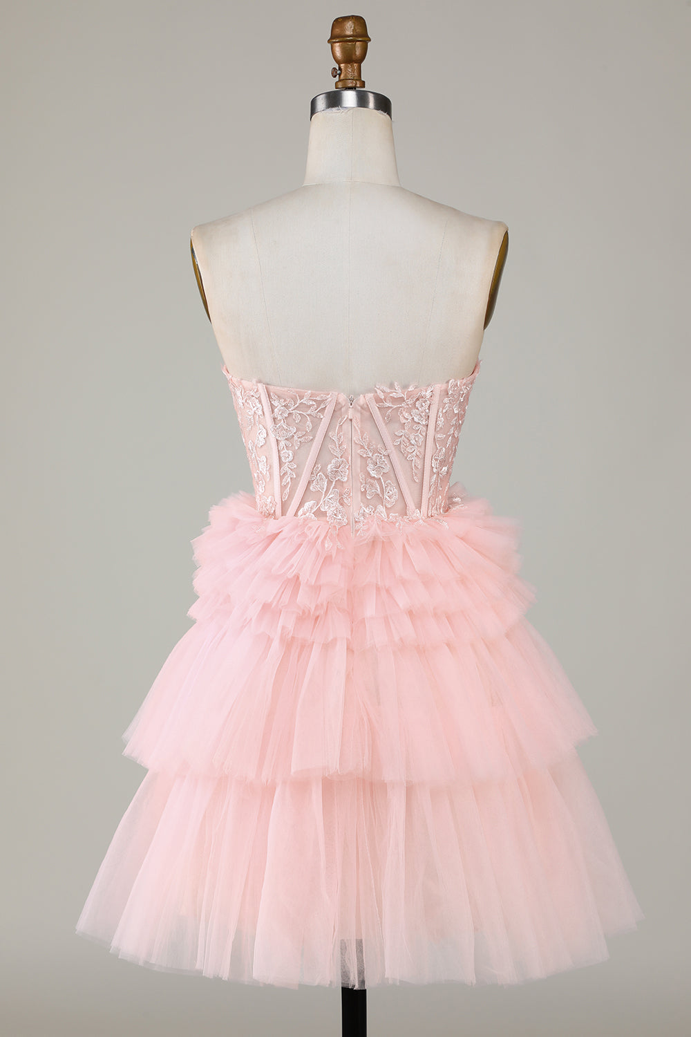 Trendy A Line Sweetheart Tiered Pink Short Homecoming Dress with Ruffles