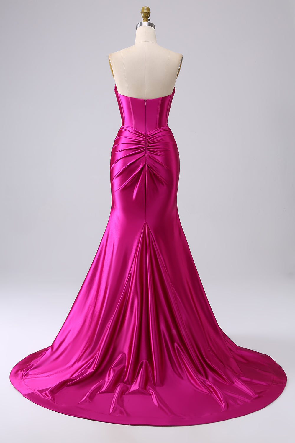 Sparkly Mermaid Sweetheart Corset Long Fuchsia Prom Dress with Slit