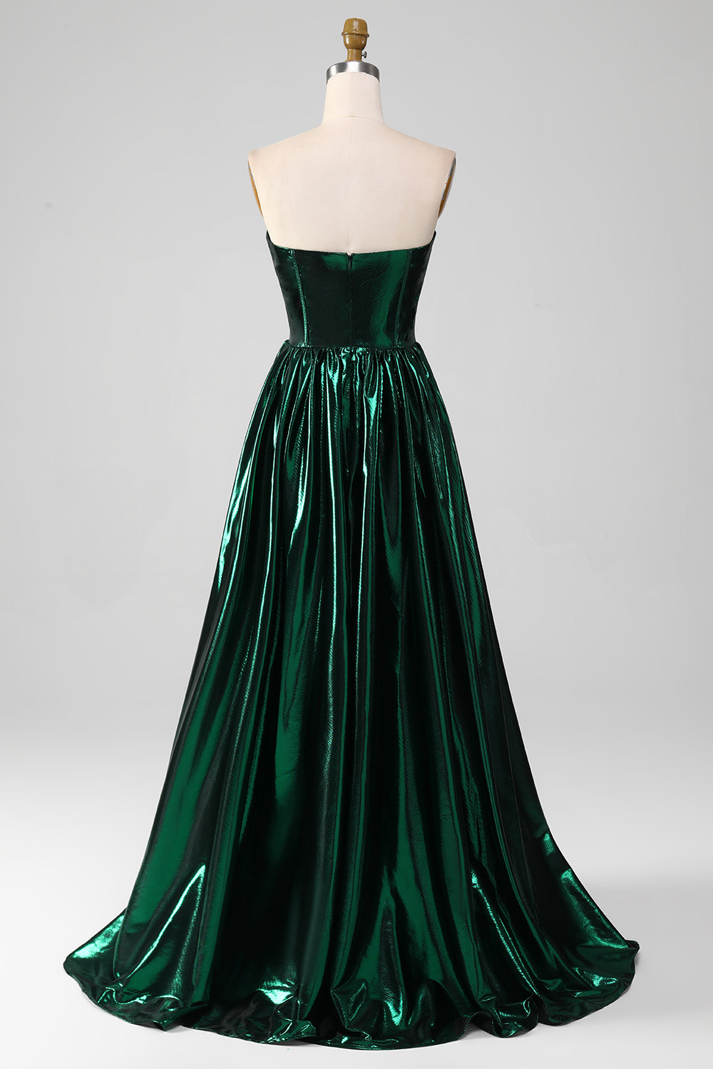 Glitter Dark Green A-Line Sweetheart Corset Metallic Long Prom Dress